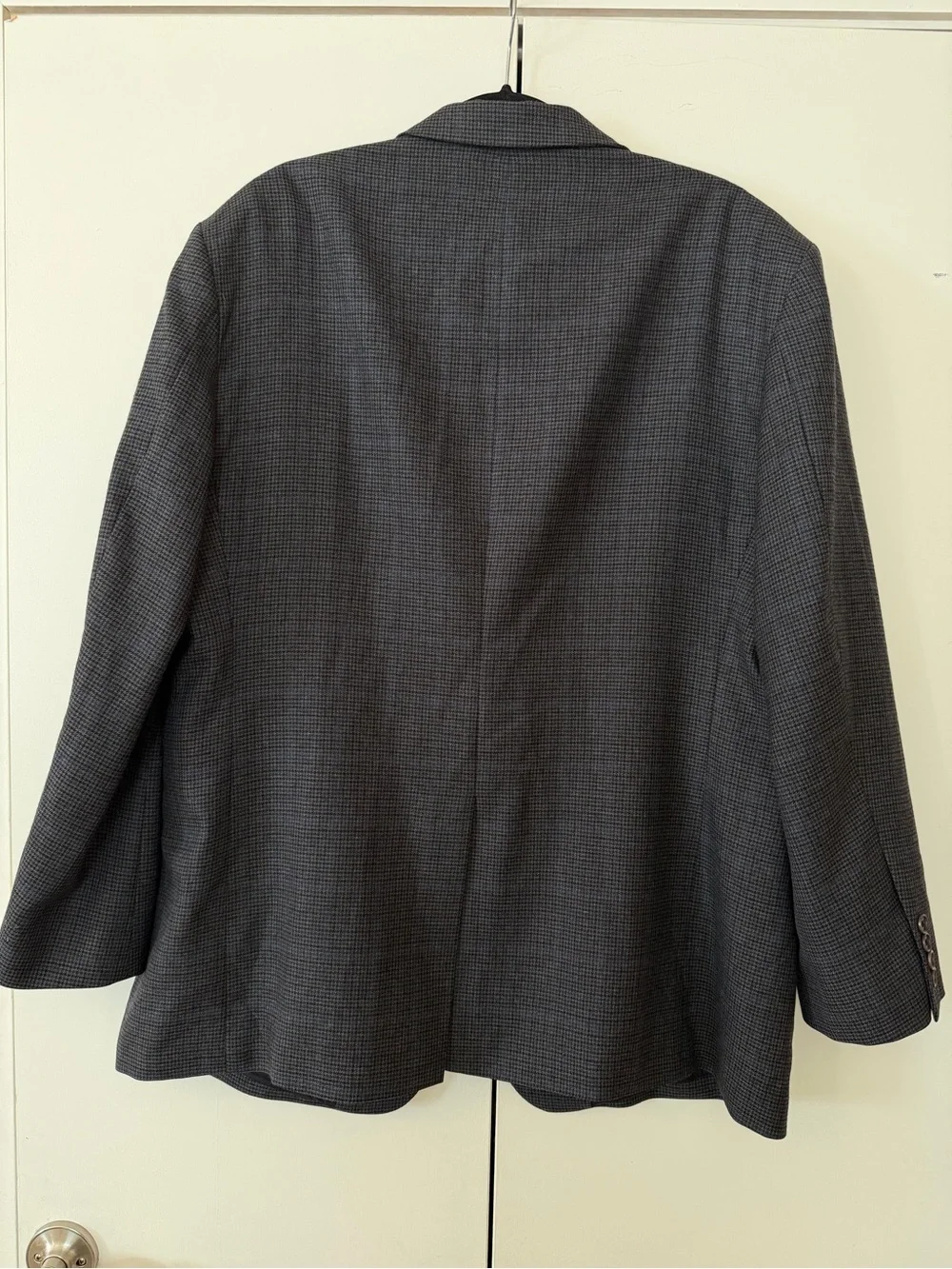 Brooks Brothers Wool Sport Coat Blazer 46R Charcoal Houndstooth Blue Windowpane
